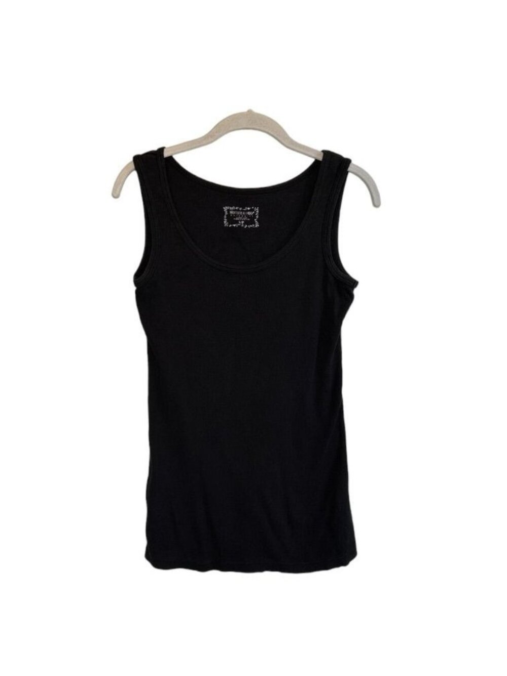Motherhood Maternity Ribbed Scoop Neck Tank Top in Black - Size Small